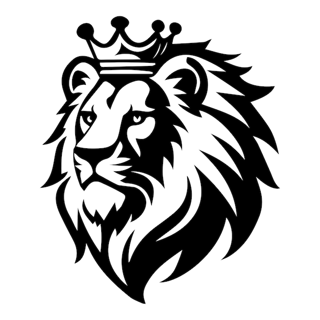 lion wearing crown iconic logo vector illustration