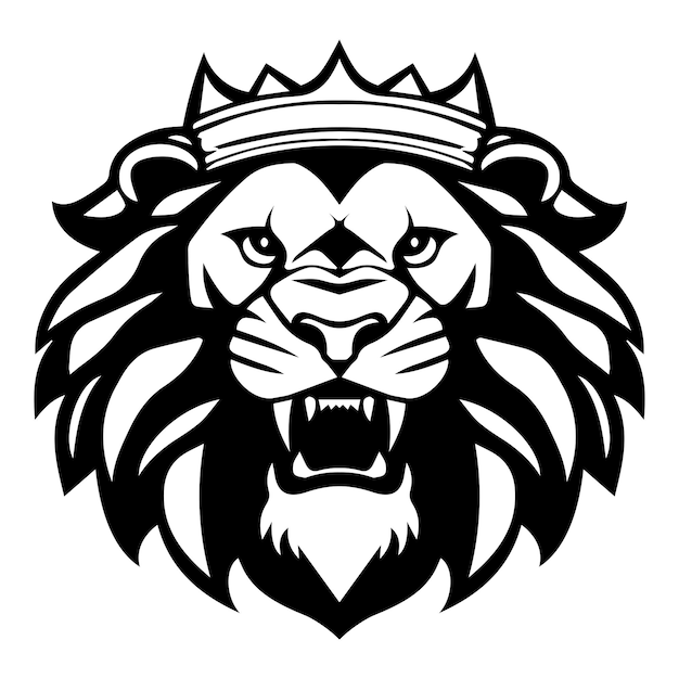 lion wearing crown iconic logo vector illustration