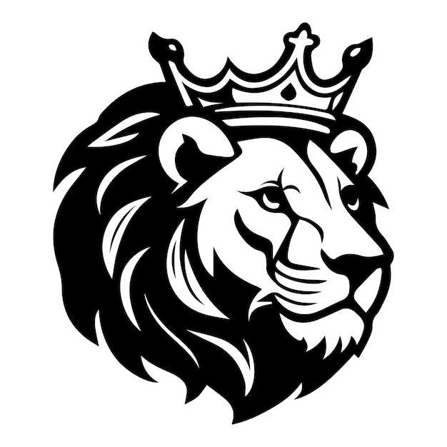 Lion wearing crown iconic logo vector illustration