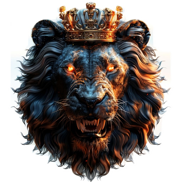 Vector a lion with a crown on its head