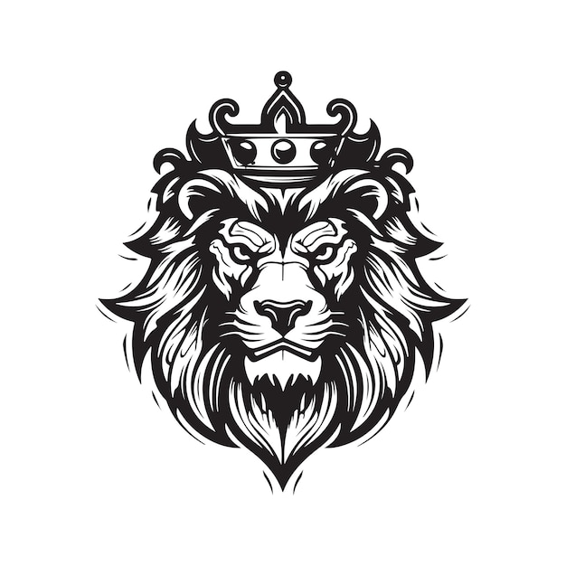 Vector lion with a crown vector concept digital art hand drawn illustration