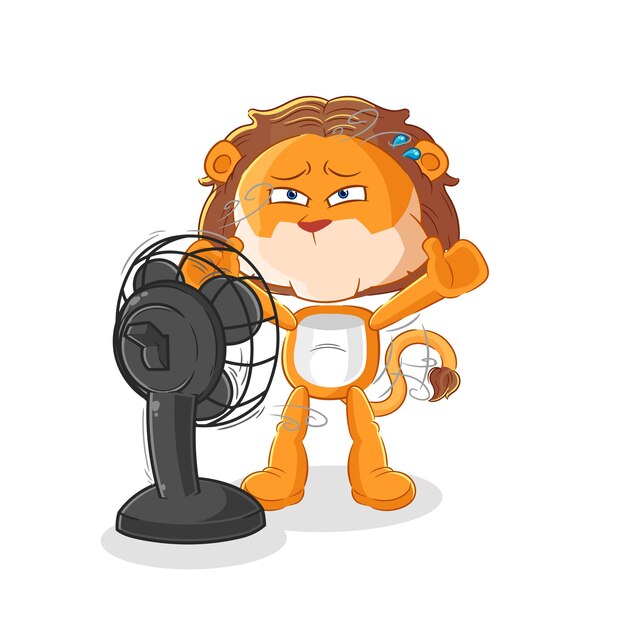 Lion with the fan character cartoon mascot vector
