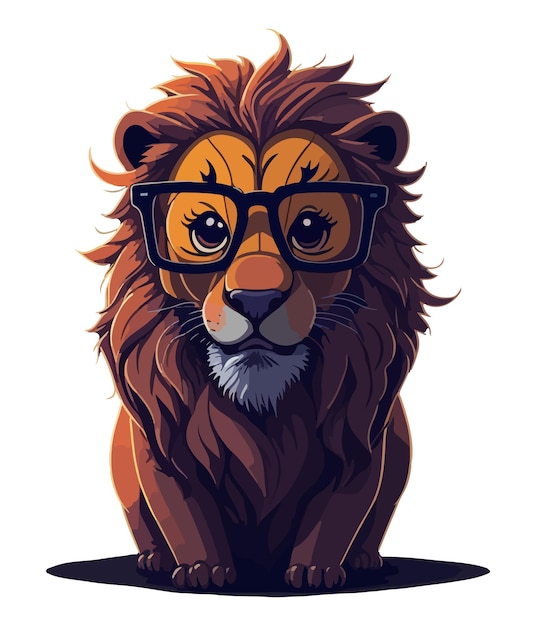 A lion with glasses on it