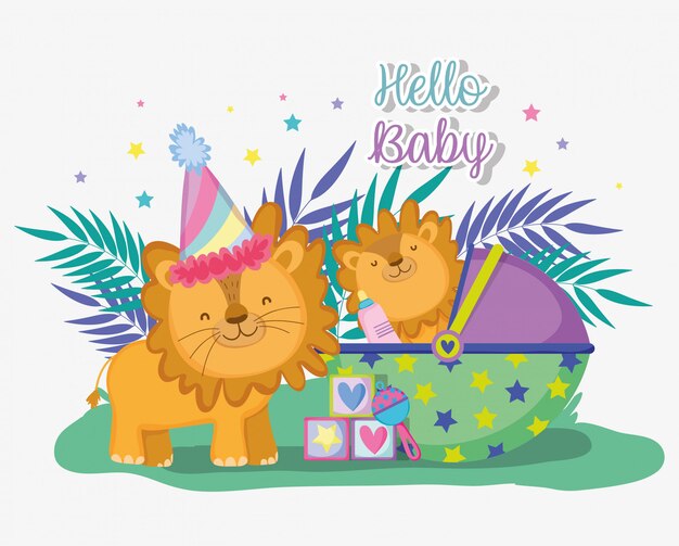 Lion with its son to celebrate baby shower