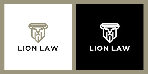 Vector lion with justice column logo design