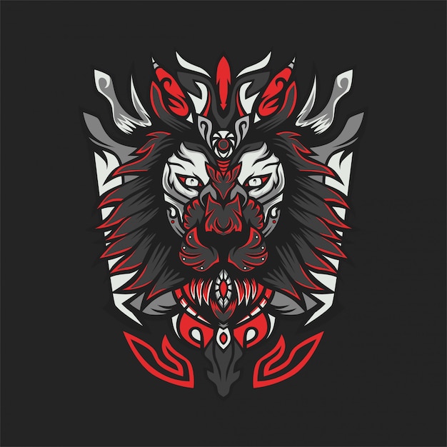 Lion x hunter vector illustratie