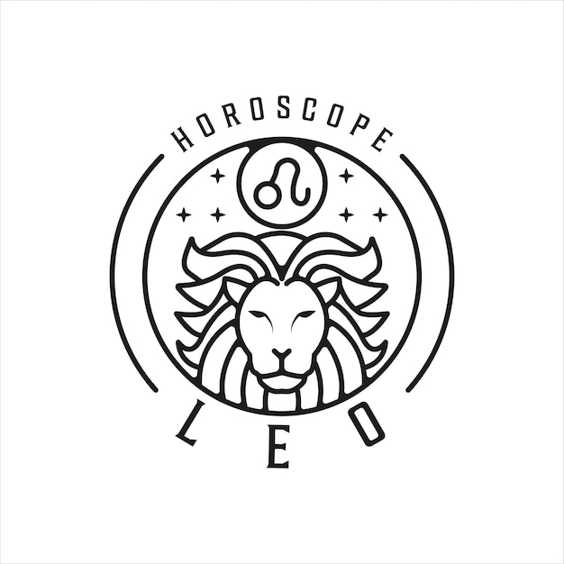 Lion zodiac of leo logo line art simple minimalist vector illustration template icon design. horoscope sign mysticism and astrology symbol