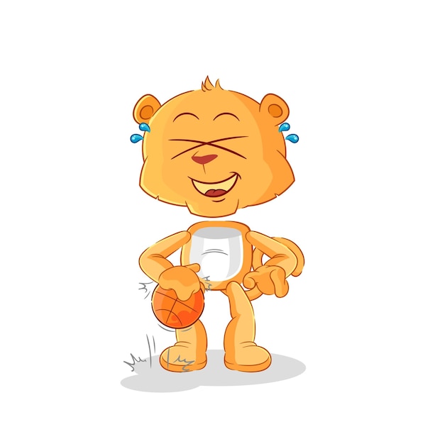 Lioness dribble basketball character cartoon mascot vector