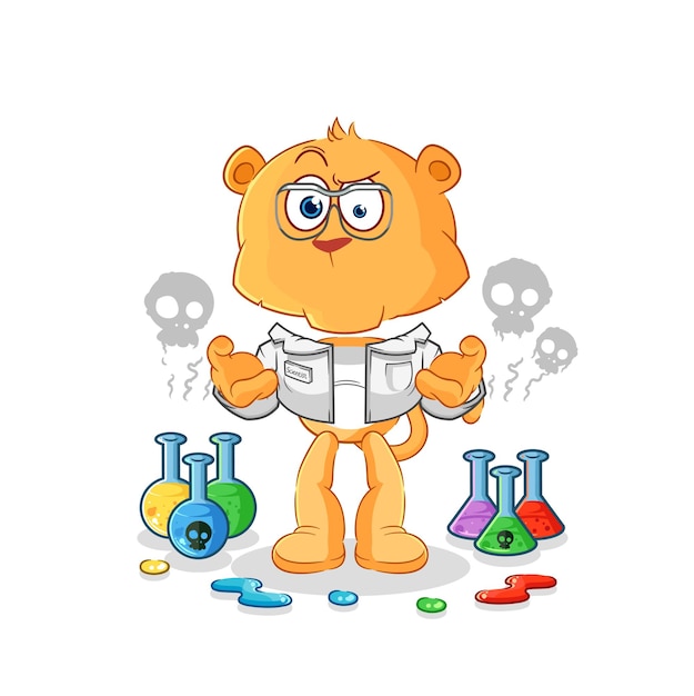 Lioness mad scientist illustration character vector