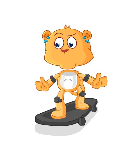 Lioness riding skateboard cartoon character vector