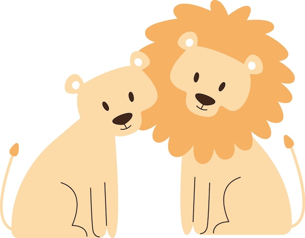 Vector lions couple animal