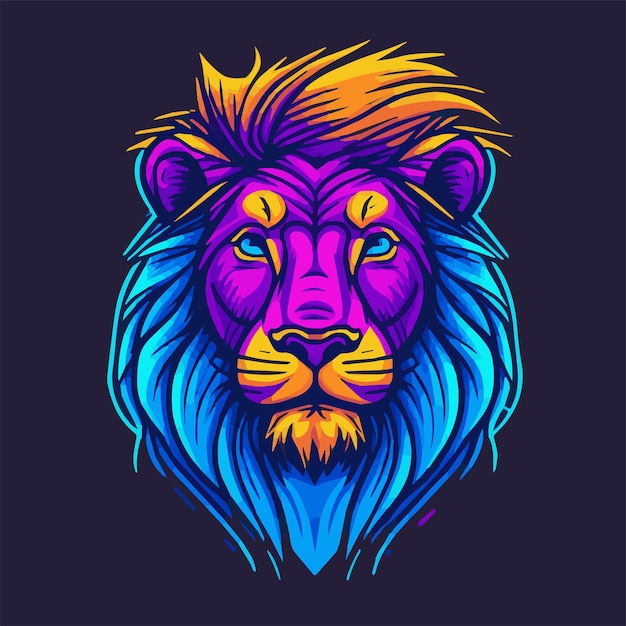 スポーツや e スポーツのライオンズ ヘッド マスコット ロゴ デザイン イラスト