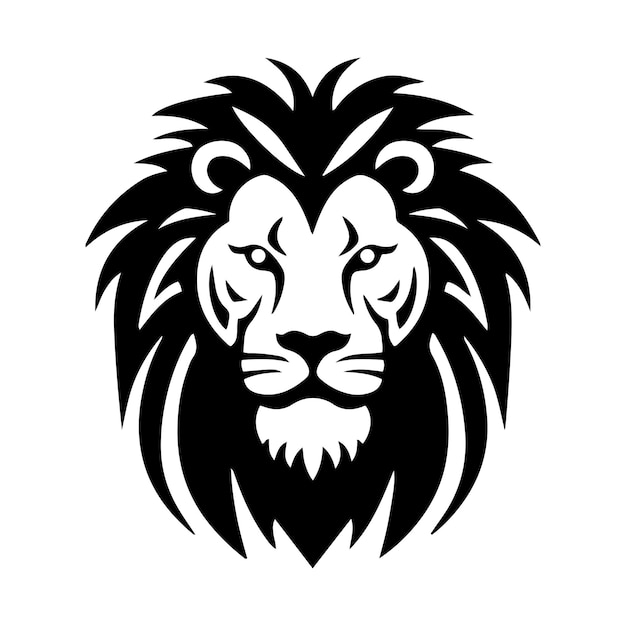 Vector lions head a simple vector image the muzzle of an animal with a mane logo icon in black and whi