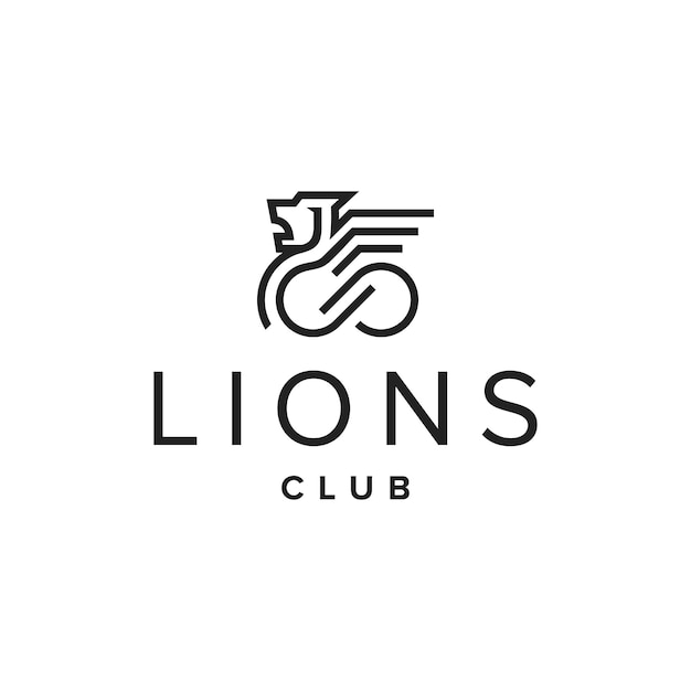 Lions infinity outline simple sleek creative geometric modern logo design