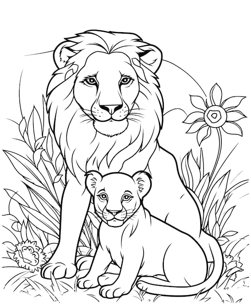 lions jungle coloring page