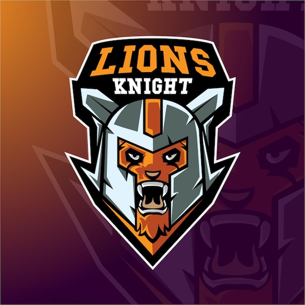 Lions Knight pro player esport gaming mascot logo template premium vector Premium Vector