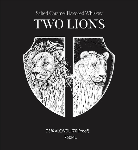 Lionsdesign voor etikettenbanner en andere Geschikt voor whiskybier en productvector op zwart