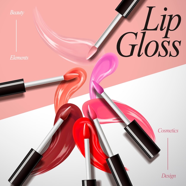 Lip gloss product collection illustration