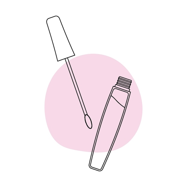 Lip gloss in the style of line art with colored spots