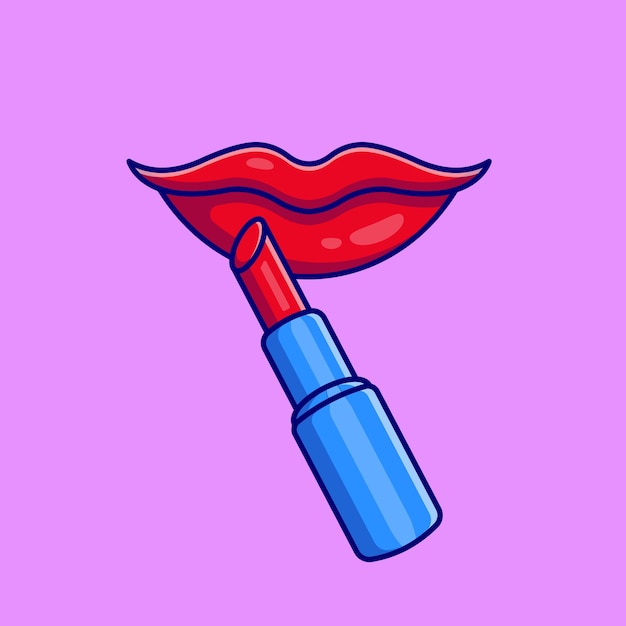 Lip and lipstick.flat cartoon style