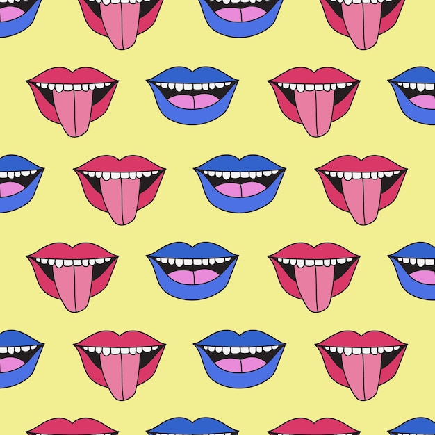 Vector lip mouth pop art pattern design