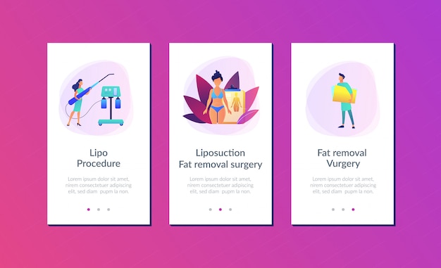 Liposuctie app interface sjabloon.