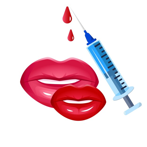 Vector lips augmentation concept design colored isolated icon medical surgical procedure