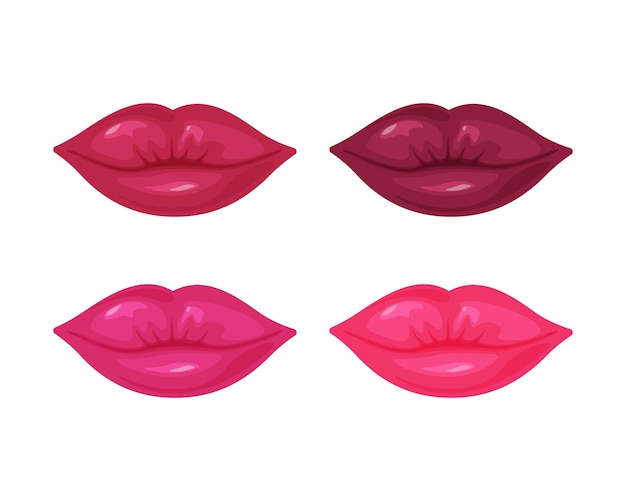 Lips beautiful sexy female lips a set of lips a different shade of red vector illustration isolated