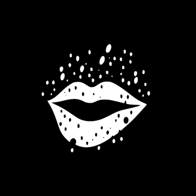 Vector lips black and white isolated icon vector illustration