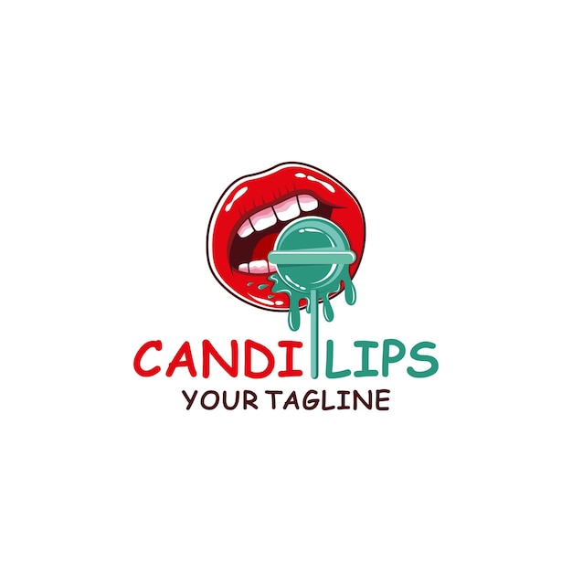 Lips candy logo design illustration