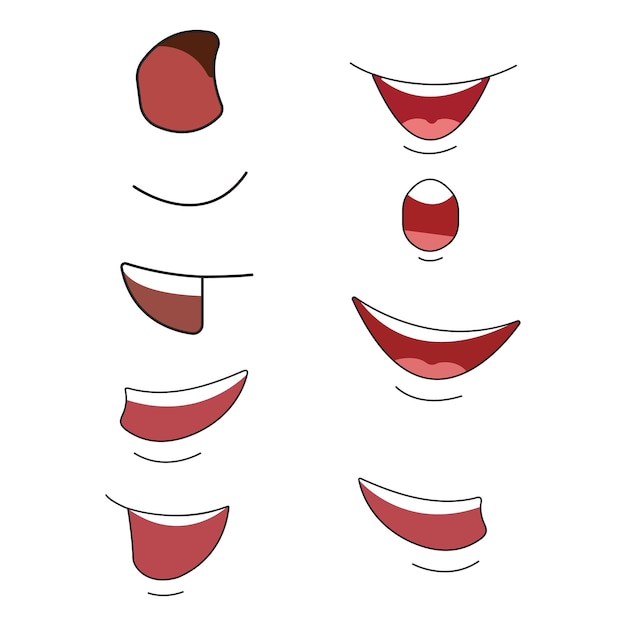 Вектор Различные выражения губ изолированы на белом фоне милая векторная иллюстрация