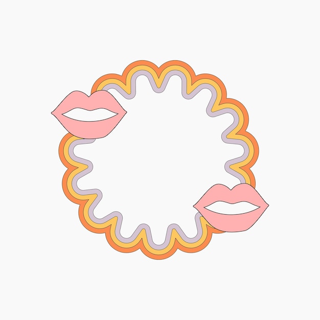 Lips on flower shape frame element