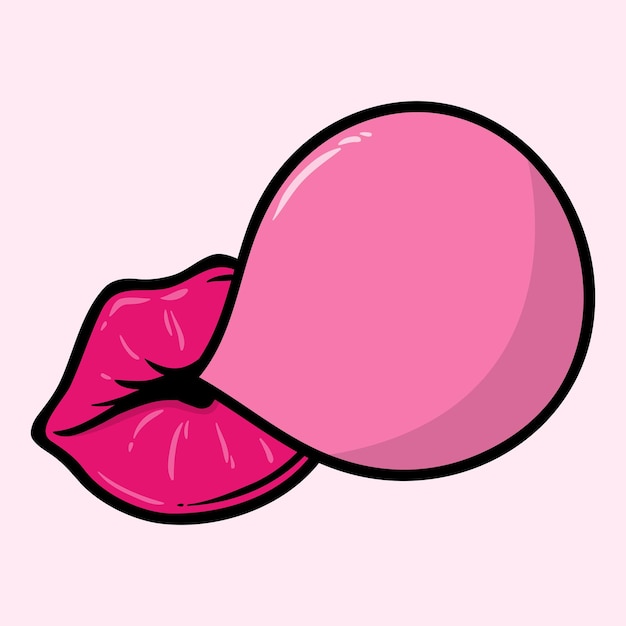 Lips inflate bubble gum. feminism movement and sisterhood concept