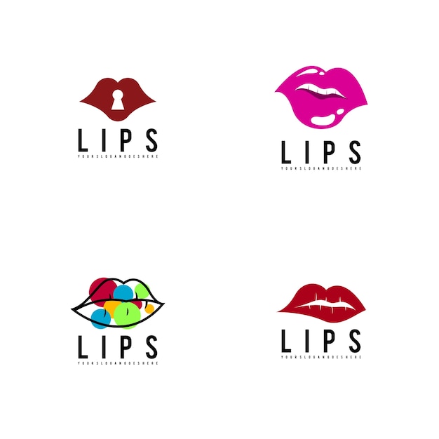 Lips logo set vector