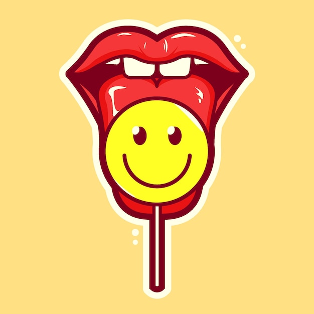 Lips and lollipop art cartoon