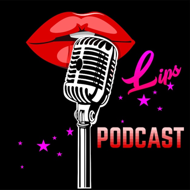 lips and mic podcast concept