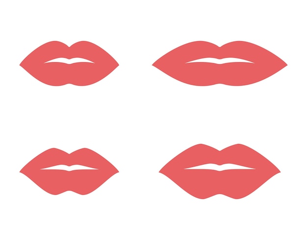 Lips or mouth icon set isolated flat design vector illustration