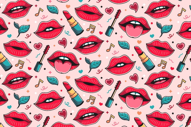 Vector lips pattern design