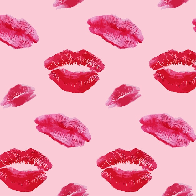 Lips pattern set  romance pink bright