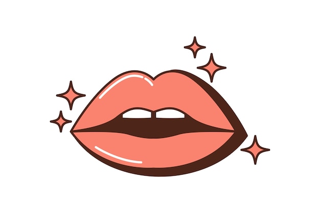 Lips Retro Flat Sticker Ontwerp