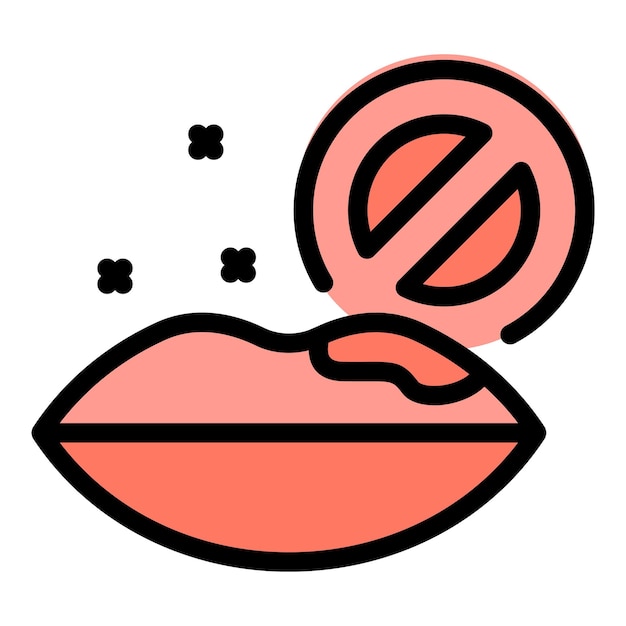 Vector lips skin problem icon outline vector health proriasis medical care color flat