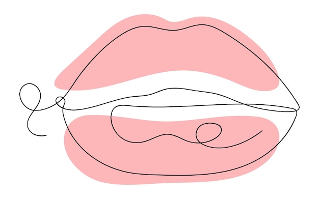 Vector lips in the style of line art