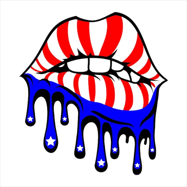 lips with american flag dripping