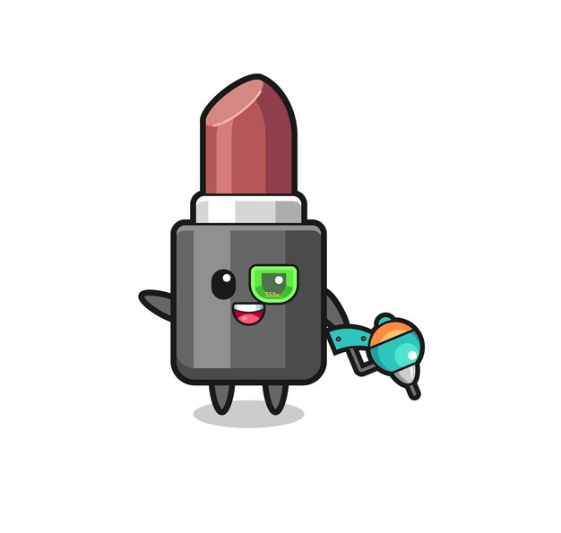 Lipstick cartoon as future warrior mascot  cute design