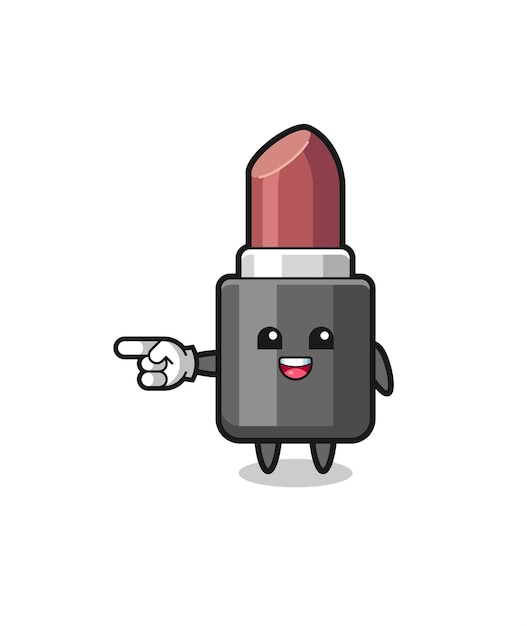 lipstick cartoon with pointing left gesture
