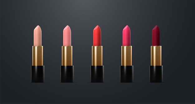 Vector lipstick cosmetic products collection