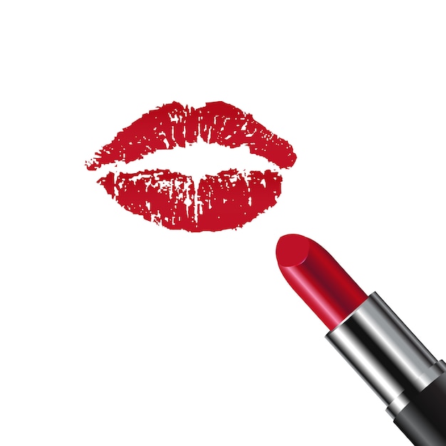 Lipstick kiss print white background