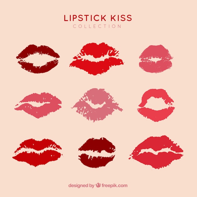 Lipstick kisses collection with different gestures