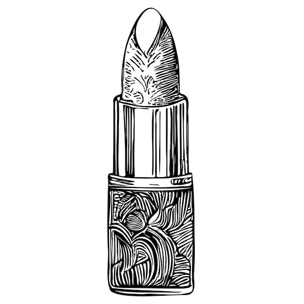 Vector lipstick retro sketch hand drawn in doodle style illustration