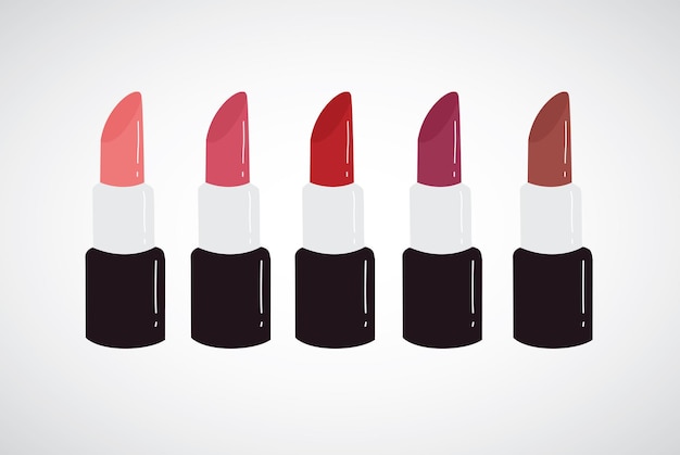 Lipstick set cartoon flat design vector illustration collection pack